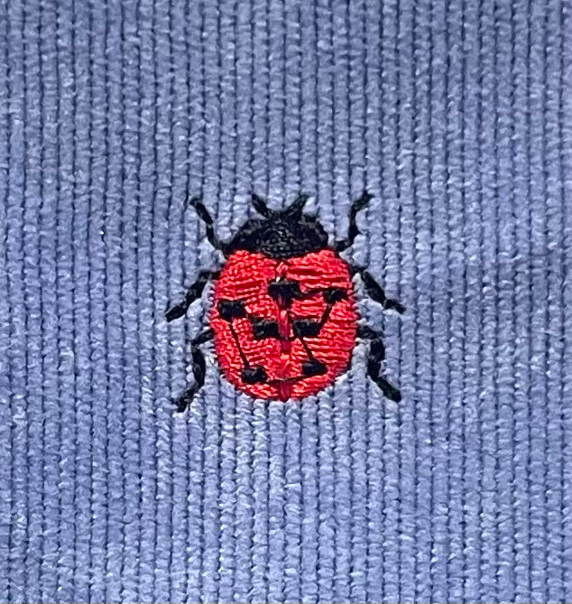 The Ladybug 🐞 on powder blue Corduroy Embroidered Phone + Passport Sleeve