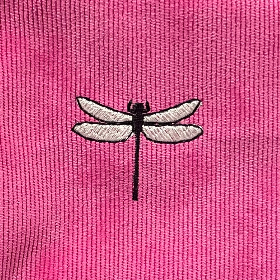 The Dragonfly 🤍 on Hot Pink Corduroy Embroidered Phone + Passport Sleeve