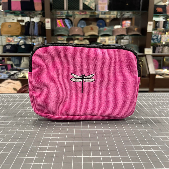 The Dragonfly 🤍 on Hot Pink Corduroy Embroidered Phone + Passport Sleeve