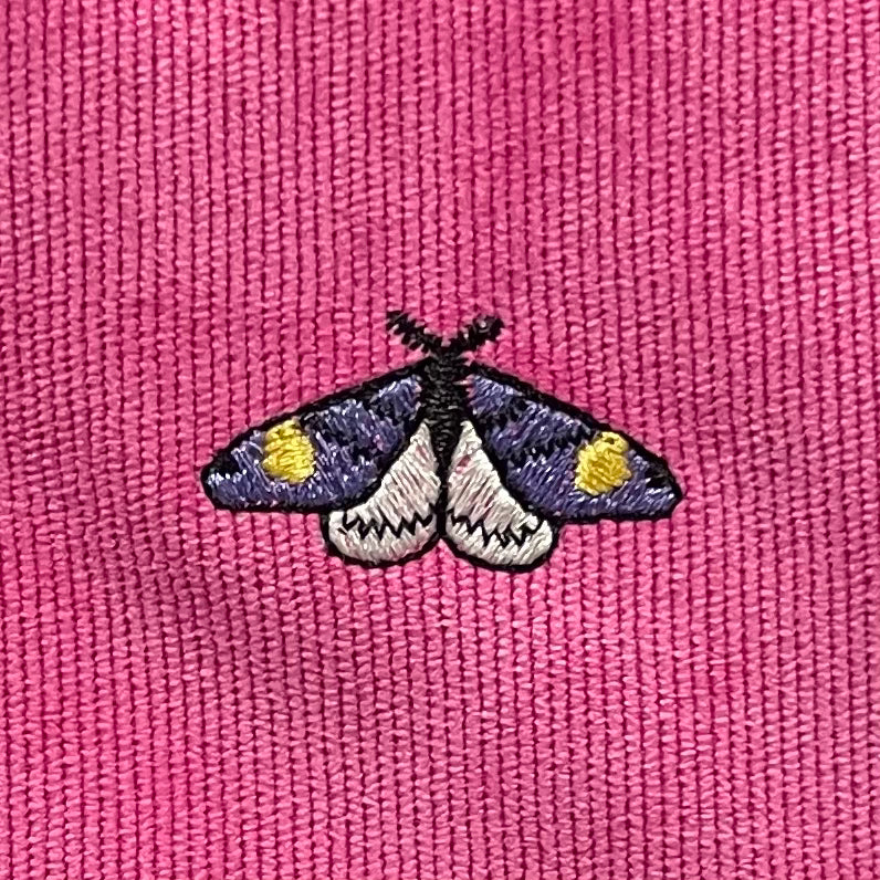 The Purple Moth 💜 on Hot Pink Corduroy Embroidered Phone + Passport Sleeve