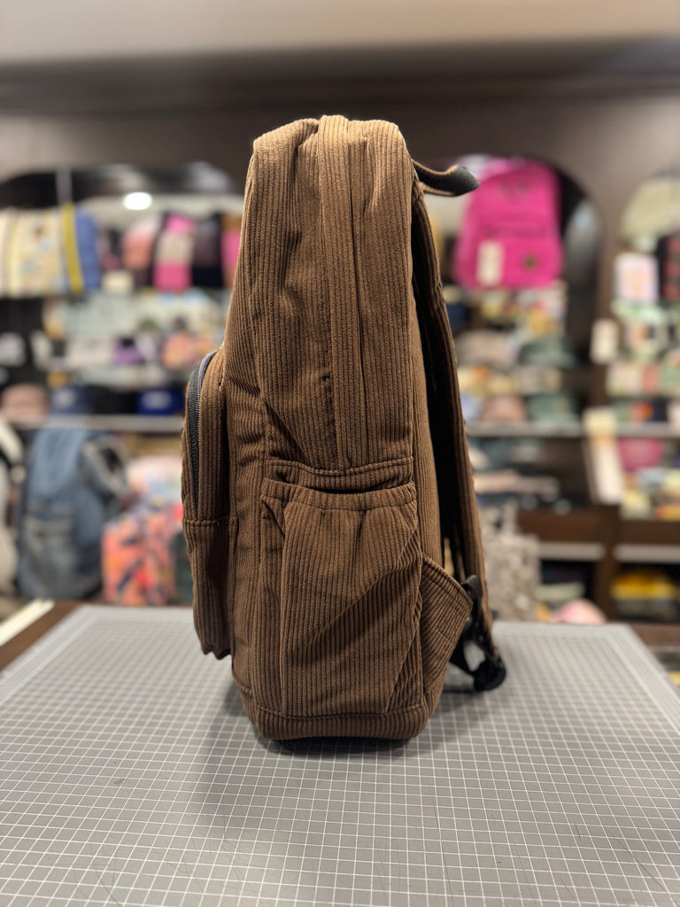 The Cat Face 🐱 on Chocolate Corduroy Royal BeeKeeper Backpack