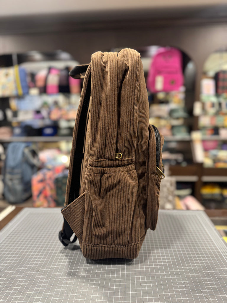 The Cat Face 🐱 on Chocolate Corduroy Royal BeeKeeper Backpack