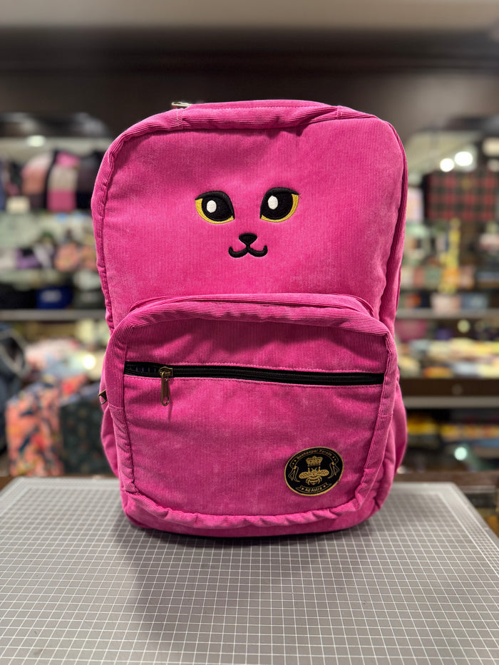 The Cat Face 🐱 on Hot Pink Corduroy Royal BeeKeeper Backpack