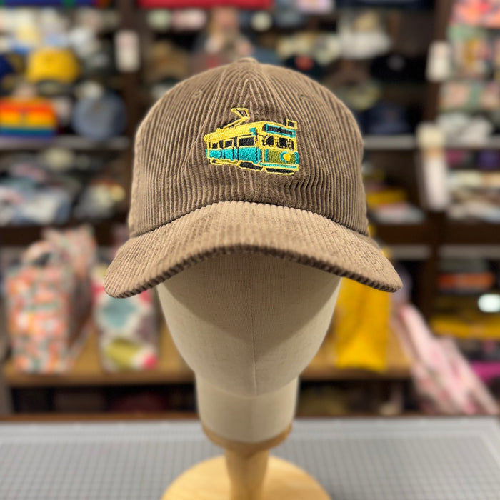 The Melbourne Tram 🚃 Embroidered Corduroy Cap (Walnut Brown)