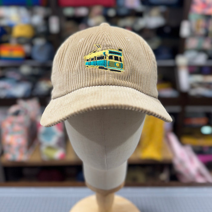The Melbourne Tram 🚃 Embroidered Corduroy Cap (Khaki Yellow)