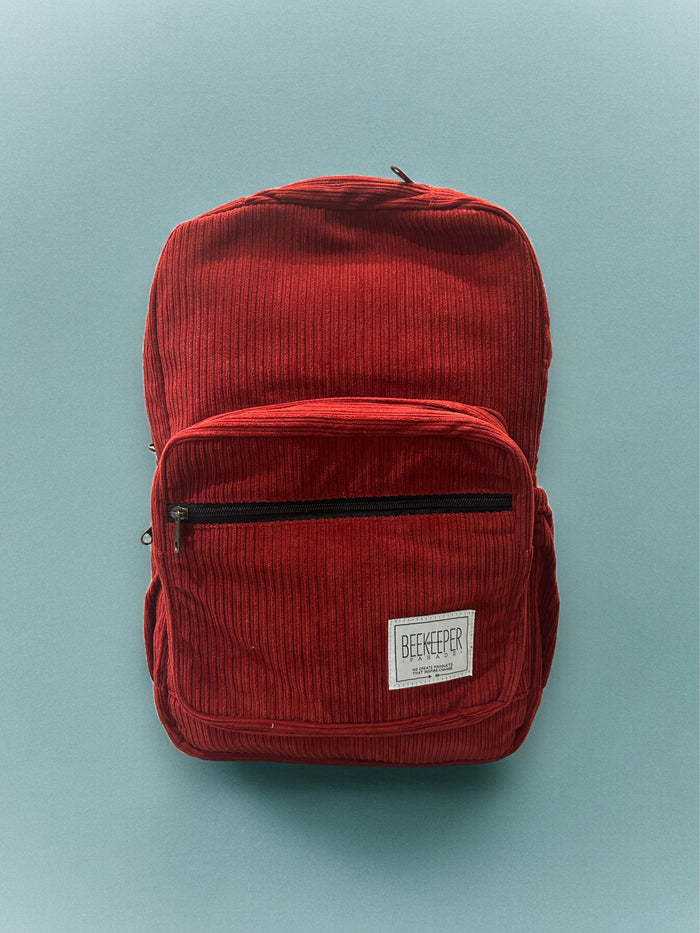 THE PANDA RED 🍒 CORDUROY Royal BeeKeeper Backpack