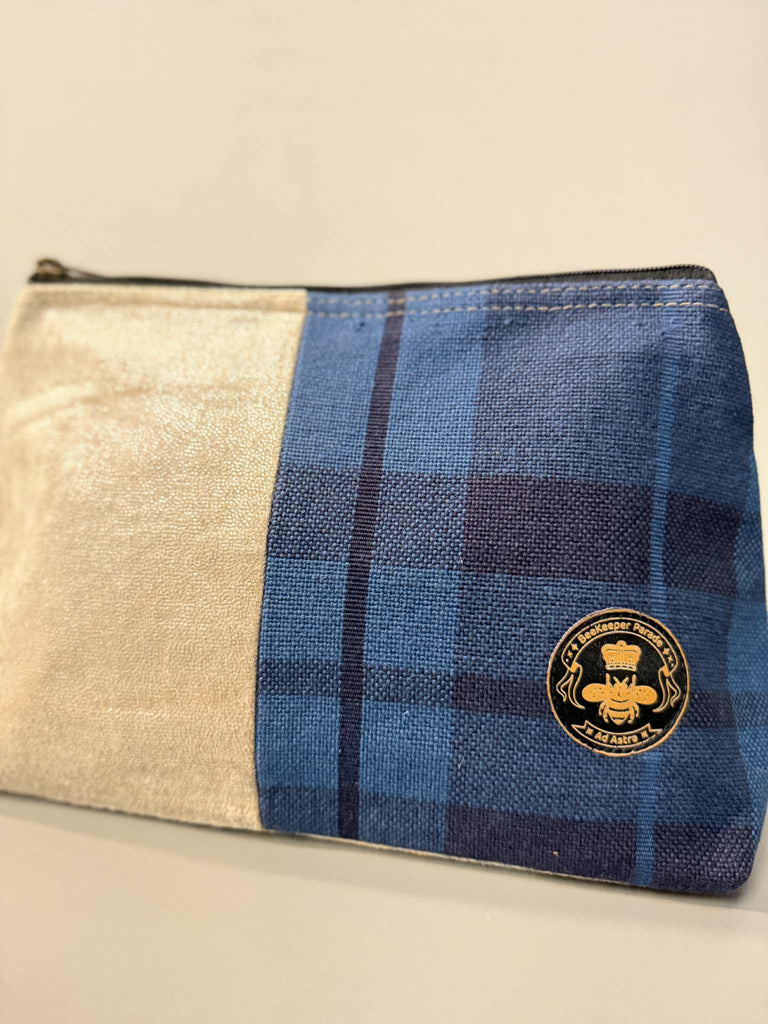 The Blue Check 🟦 Large Toiletry + Makeup Bag