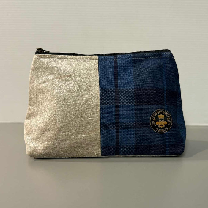 The Blue Check 🟦 Large Toiletry + Makeup Bag
