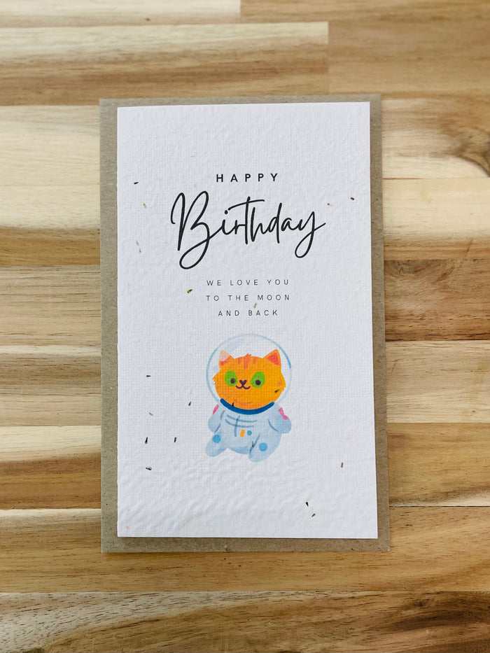 The Cat Moon and Back 🐱 Birthday Card (that grows)