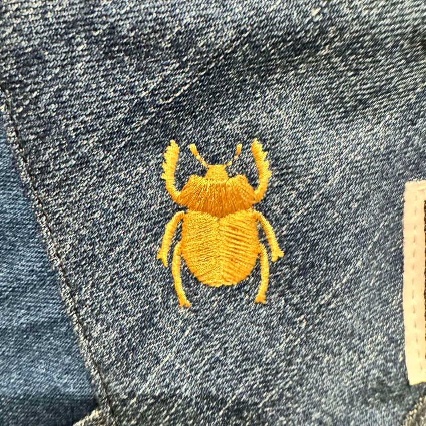 The Beetle on Denim Patch 🪲 BeeKeeper Pouch (Small) Embroidered Collection 🪡