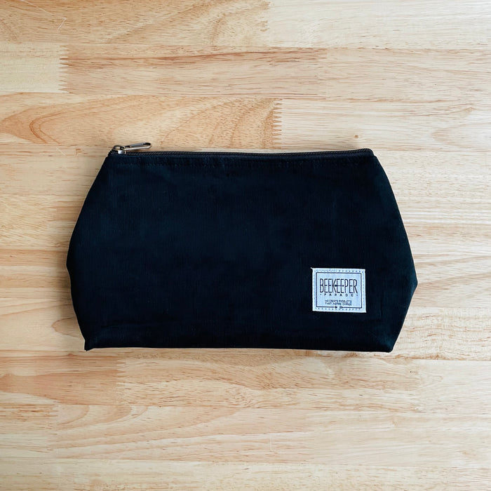 The Panda Black Corduroy 🐼 Large Toiletry + Makeup Bag