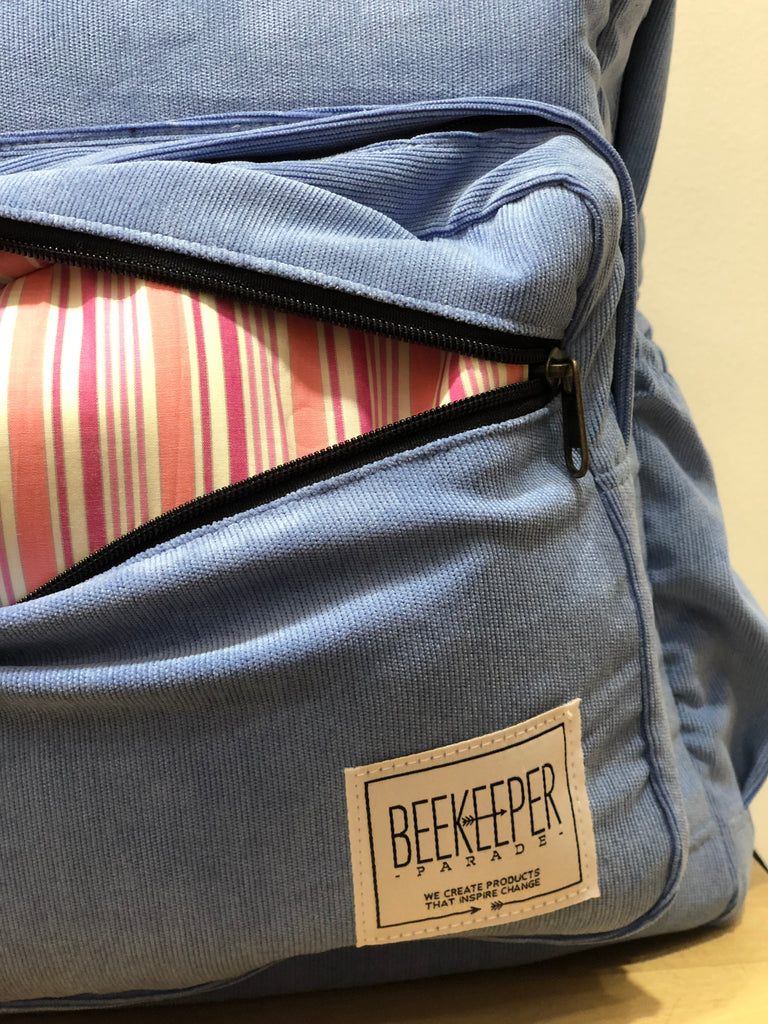 The Perwinkle Blue Corduroy Royal BeeKeeper Backpack (Masterpiece Range)
