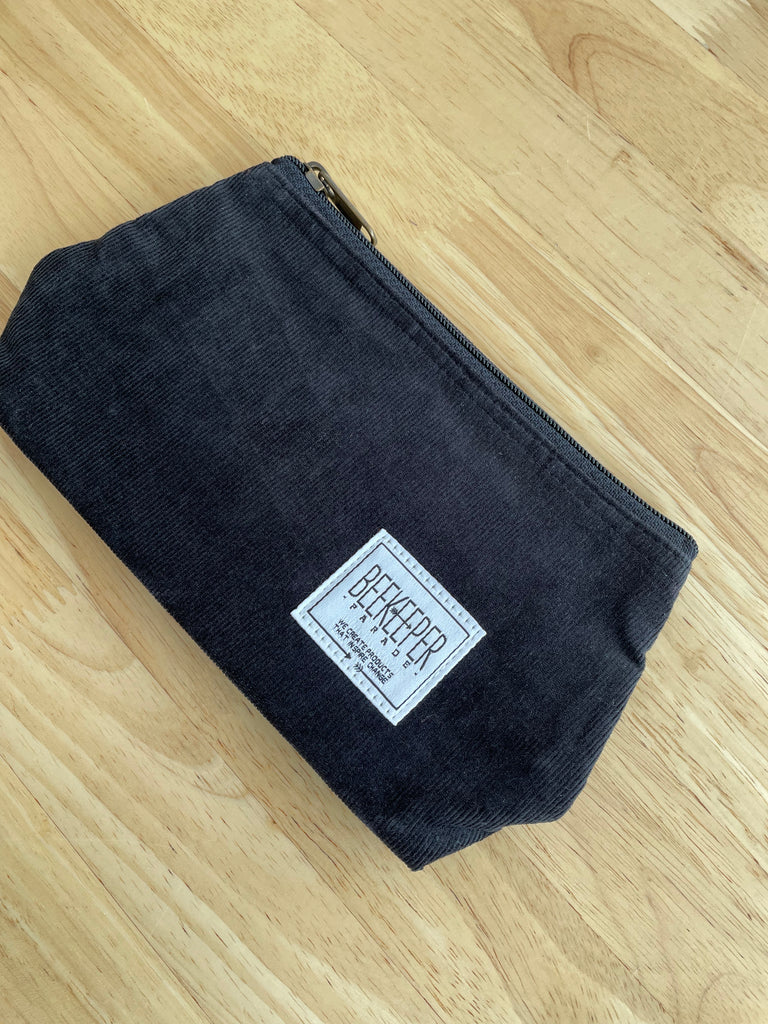 The Panda Black Corduroy 🐼 Small Toiletry + Makeup Bag