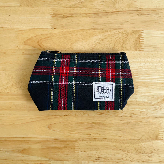 The Tartan Red + Green Small Toiletry + Makeup Bag