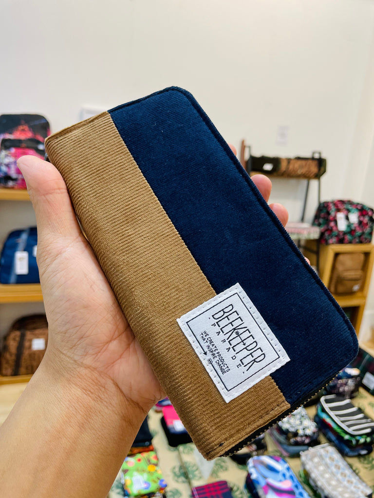 The Two-Tone Navy + Tan Corduroy BeeKeeper Purse