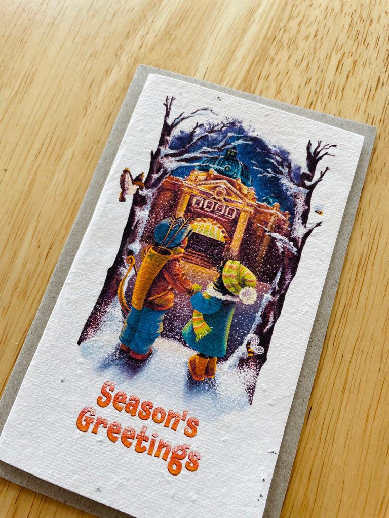 “Flinders Street” Season’s Greetings 🎅🏾🎄BeeKeeper Parade Card (that grows) 🌱