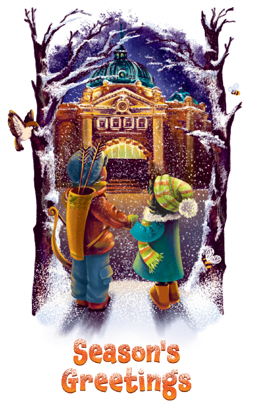 “Flinders Street” Season’s Greetings 🎅🏾🎄BeeKeeper Parade Card (that grows) 🌱