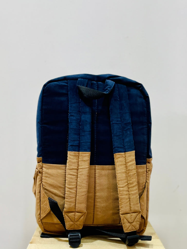 The Two Tone Navy and Tan Corduroy Royal BeeKeeper Backpack